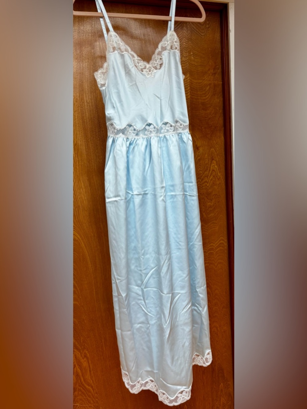 Light Blue Lace Trim Slip Dress Vintage Cinderella